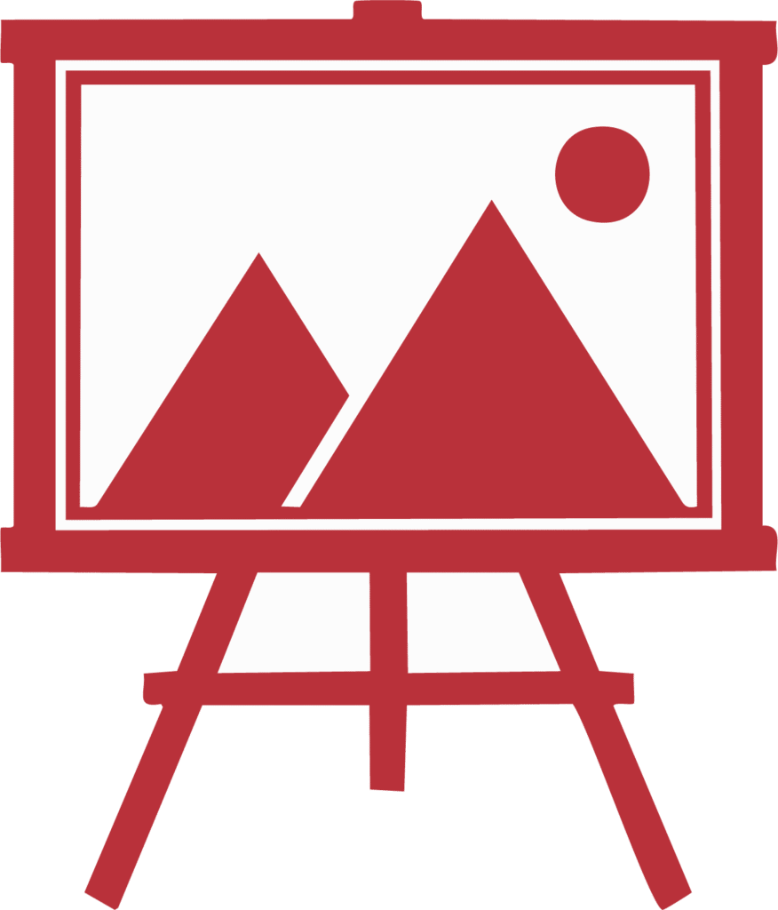 Easel displaying photos icon representing visual art projects and creative experiments.